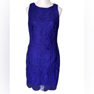 Ralph Lauren Lace Sheath Dress Medium Size 10 Purple Blue Designer
